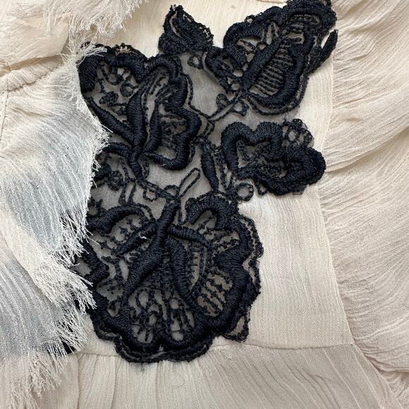 Vintage Y2K Guess Sheer Chiffon Peplum Top with Lace Appliqué - Picture 4 of 9